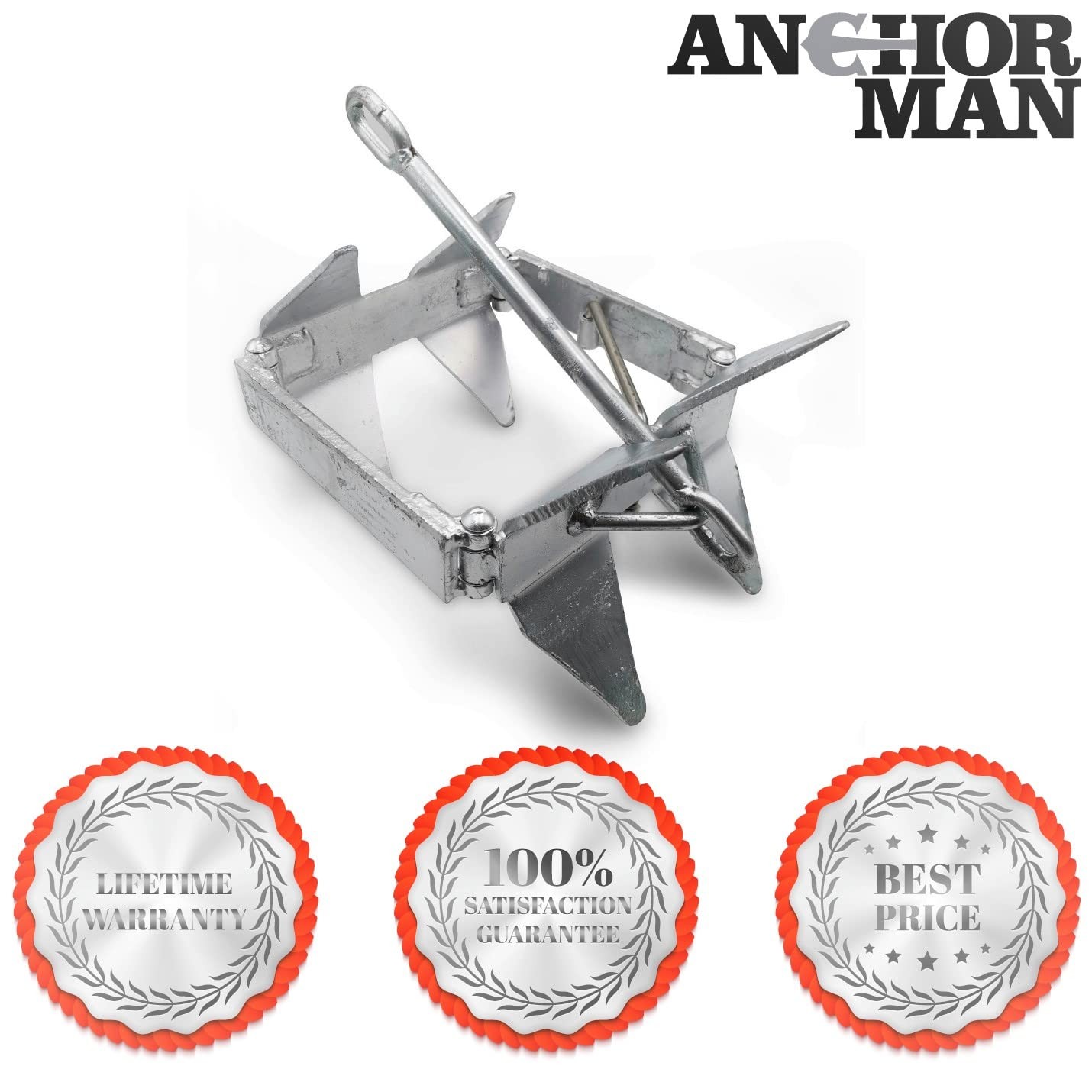 Anchor for Boats 13 lb Galvanized Steel Folding Pontoon Boat Anchor, Holds Bo…
