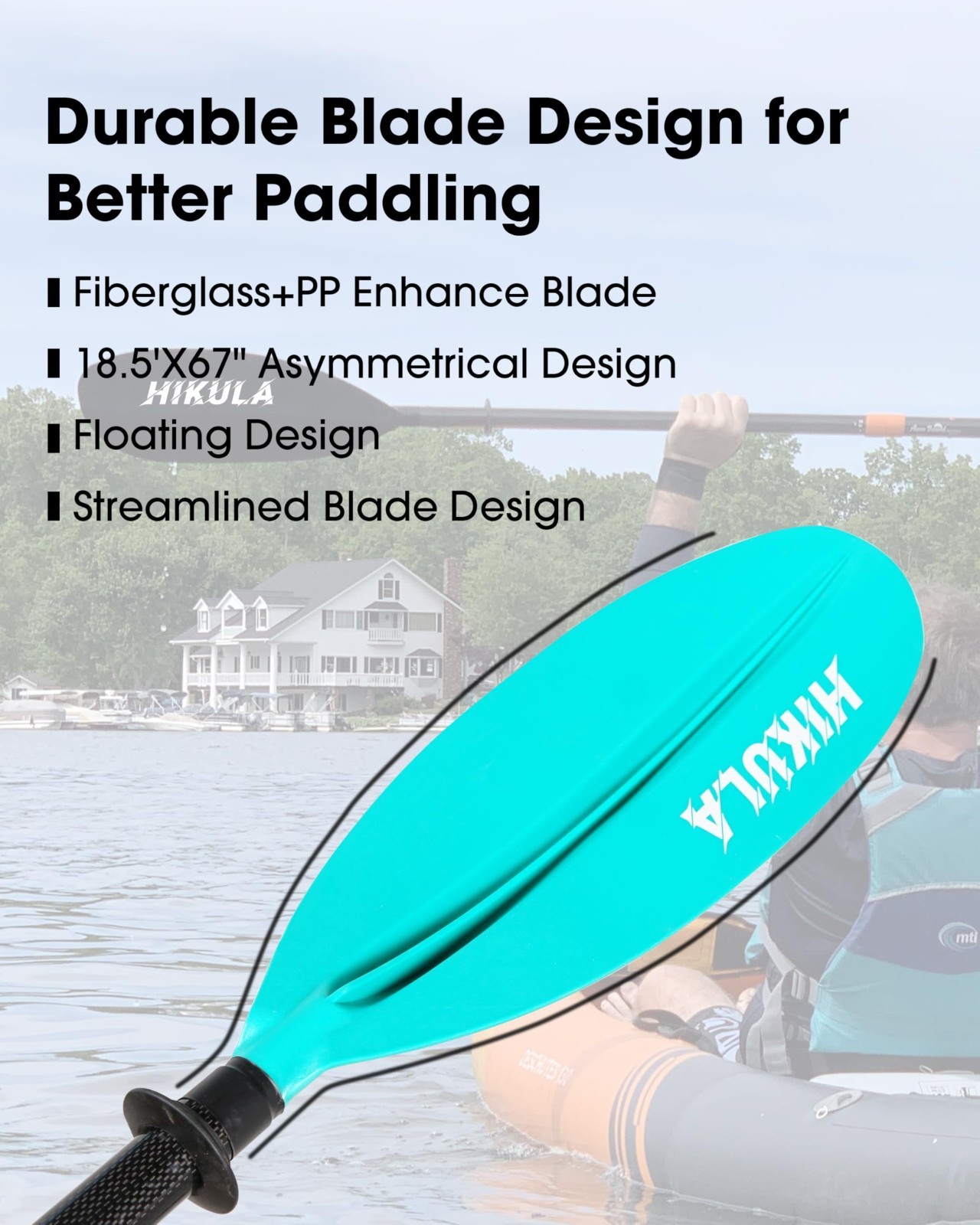 Adjustable Carbon Fiber Kayak Paddle, 4-Piece Oars with Reinforced Nylon Blade,