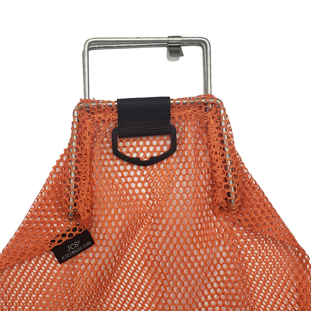Galvanized Wire Handle Mesh Catch Bag with D-Ring, Approx. 10×15