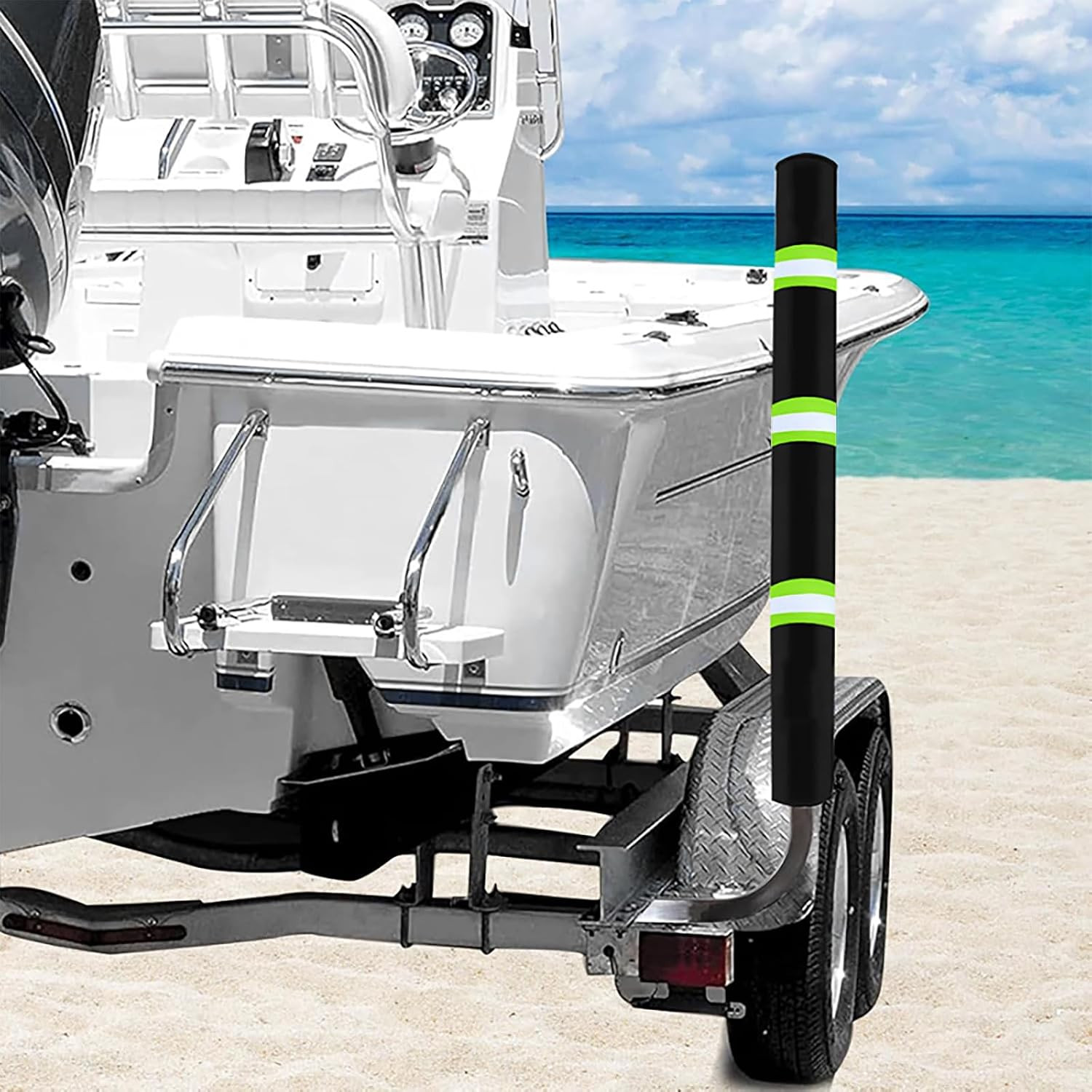 2Pcs with Reflective Stripe Boat Trailer Guide Pole Covers,For Pontoon Fishing B