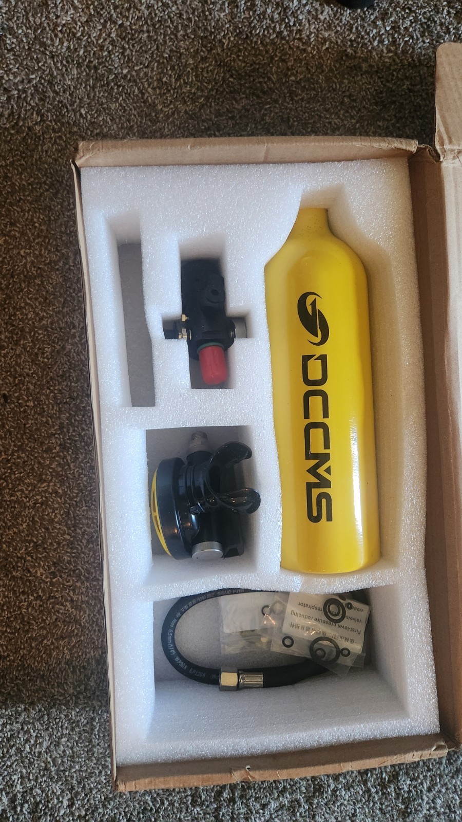 Oceanic Spare Air Mini Scuba Tank Kit w/ Regulator, Hose, Gauge, Valve Yellow