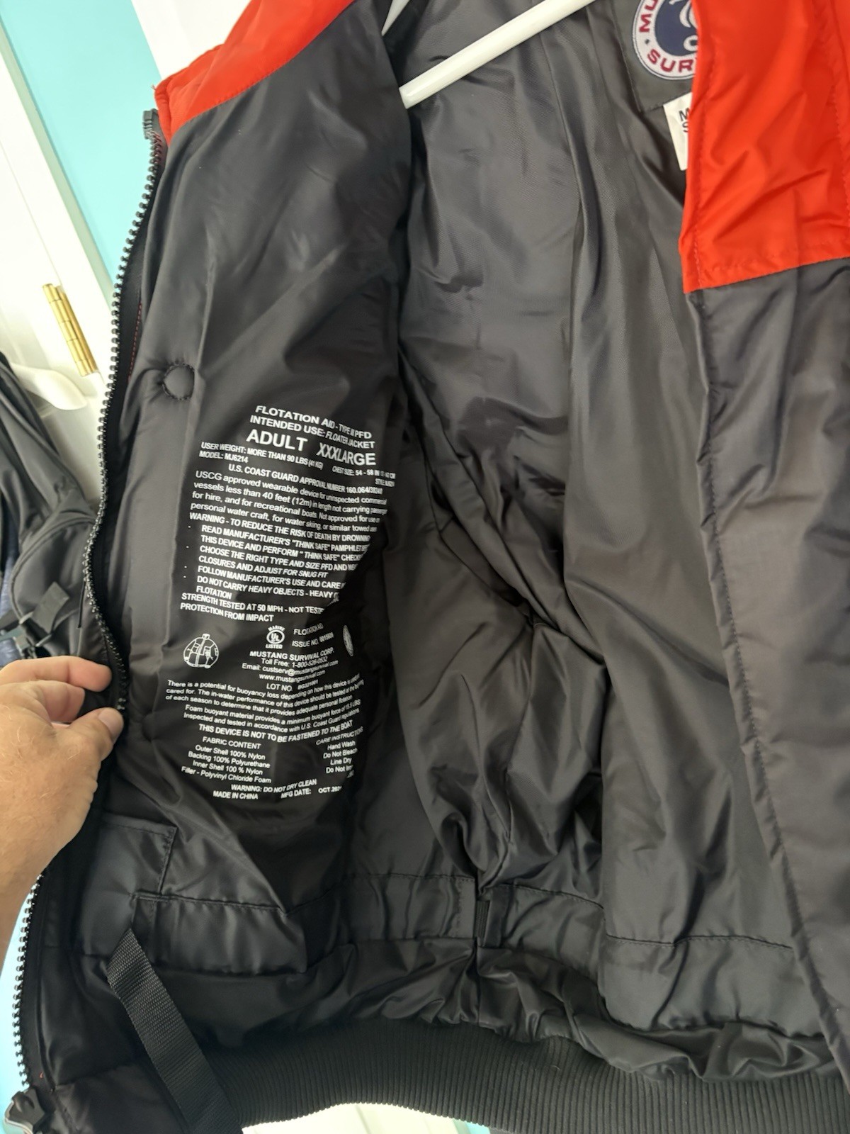 Mustang Survival Float Coat Jacket Adult XXX-Large MJ6214 ORANGE