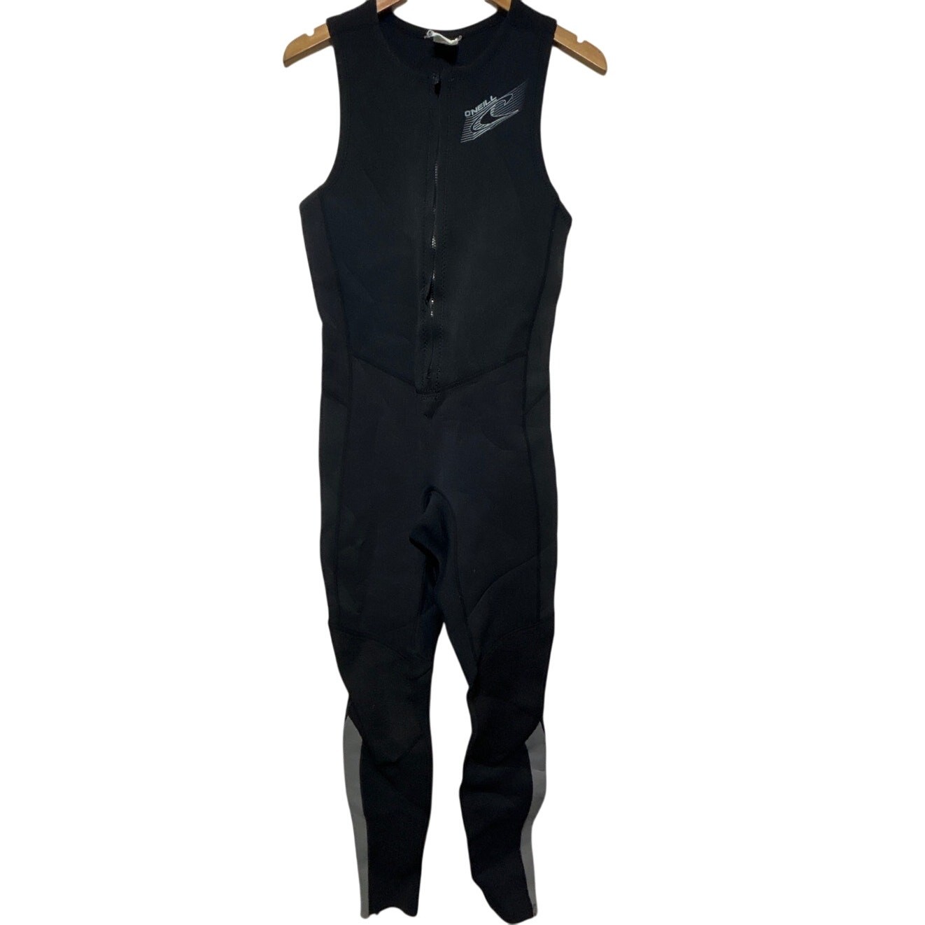 O’Neill Full Wetsuit Black Gray Sleeveless Long Pants Zip Ankles