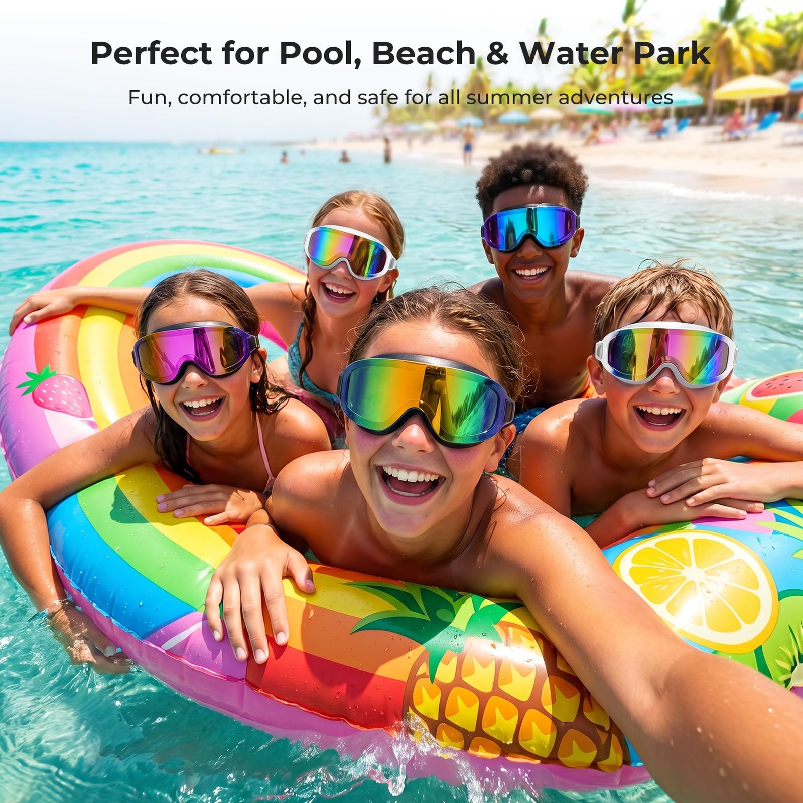 Aegend 2 Pack Swim One Size, Black/Purple Plated + Black/Silver