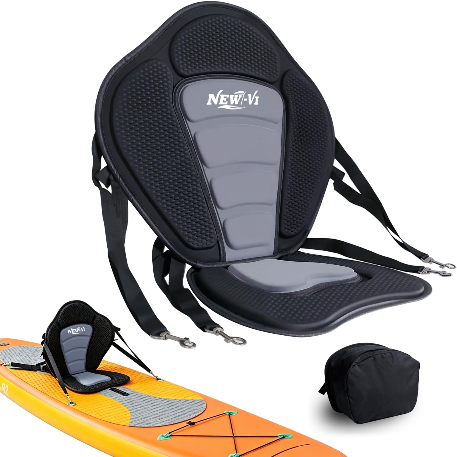 NEW-Vi Universal Deluxe Detachable Kayak Seat Paddle Board Black/Gray