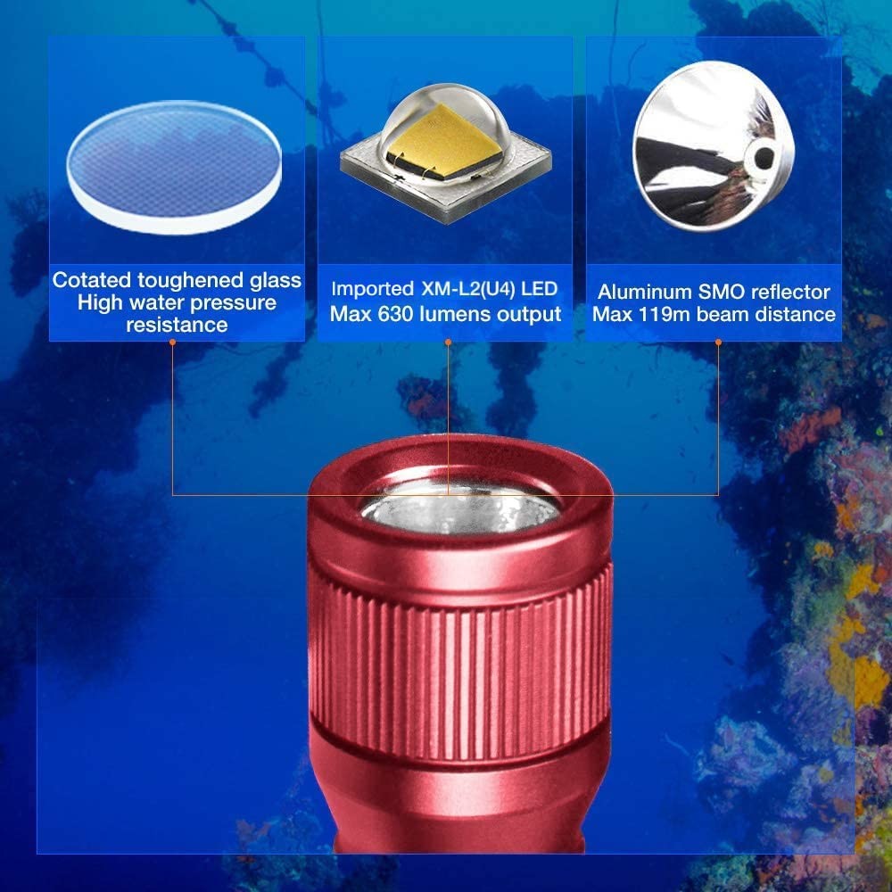 D560 Mini Scuba Dive Light Headlamp 650 Lumen Mask Diving Flashlight with 360…
