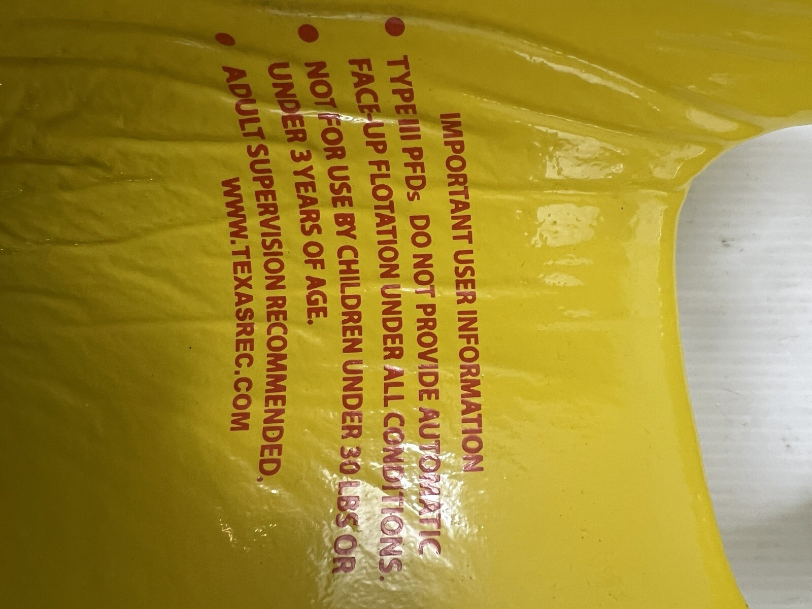 Texas Recreation Super Soft Vinyl-Coated X Small Child’s Life Jacket – Yellow