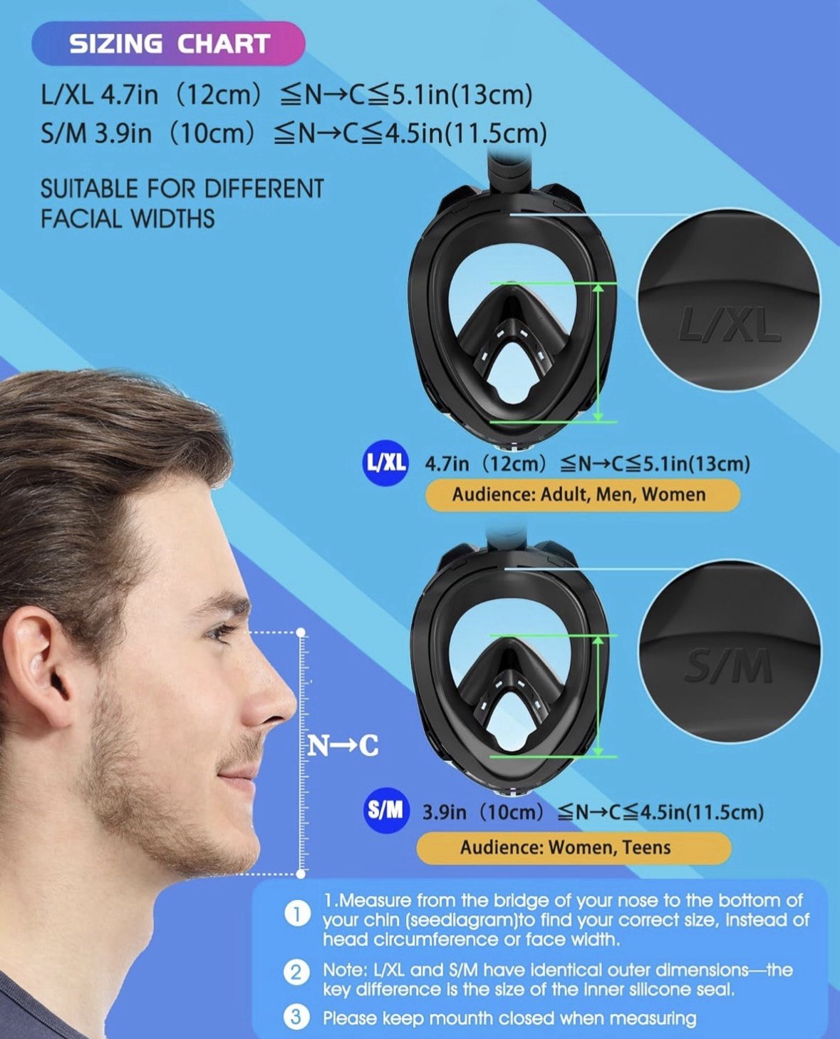 G2 Full Face Snorkel Mask with Latest Dry Top System,Foldable 180 XL