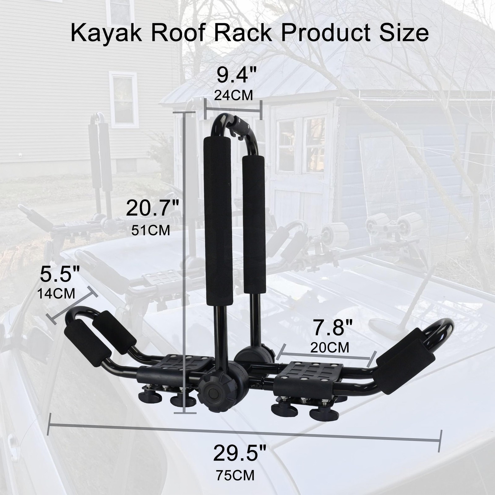 Folding Kayak Roof Rack Adjustable for Kayak/Canoe/Sup,J-Bar Rack on Roof Mounti
