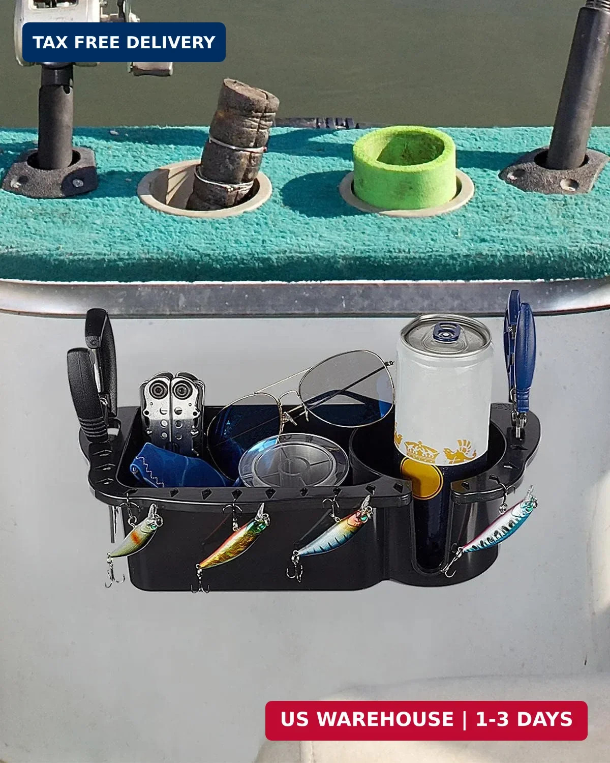 KEMIMOTO Boat Cup Holder Caddy Organizer, Marine Cup Holder Universal Fit for Ba