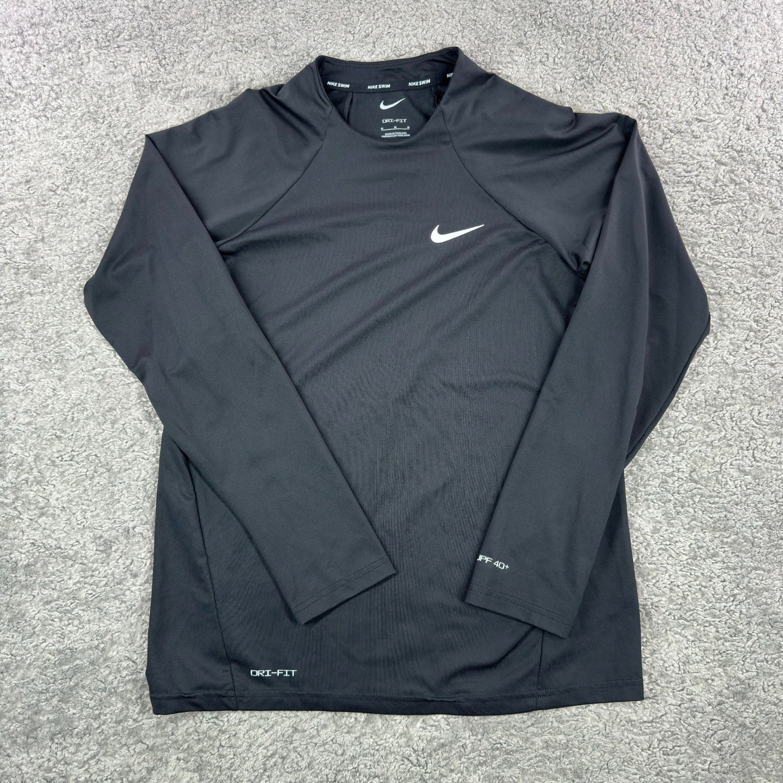 Nike Swim Dri-FIT Rash Guard Mens Medium Black Long Sleeve UPF 40+