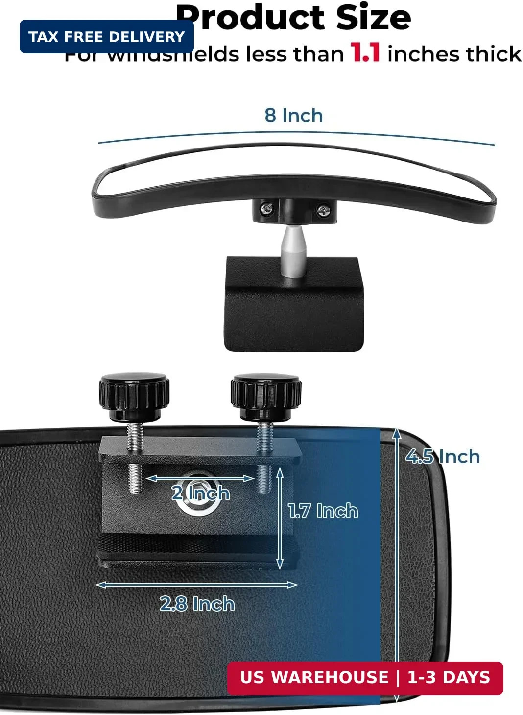 KEMIMOTO Boat Rear View Mirror, Upgrade Marine Mirror with 300° Curved Surface,