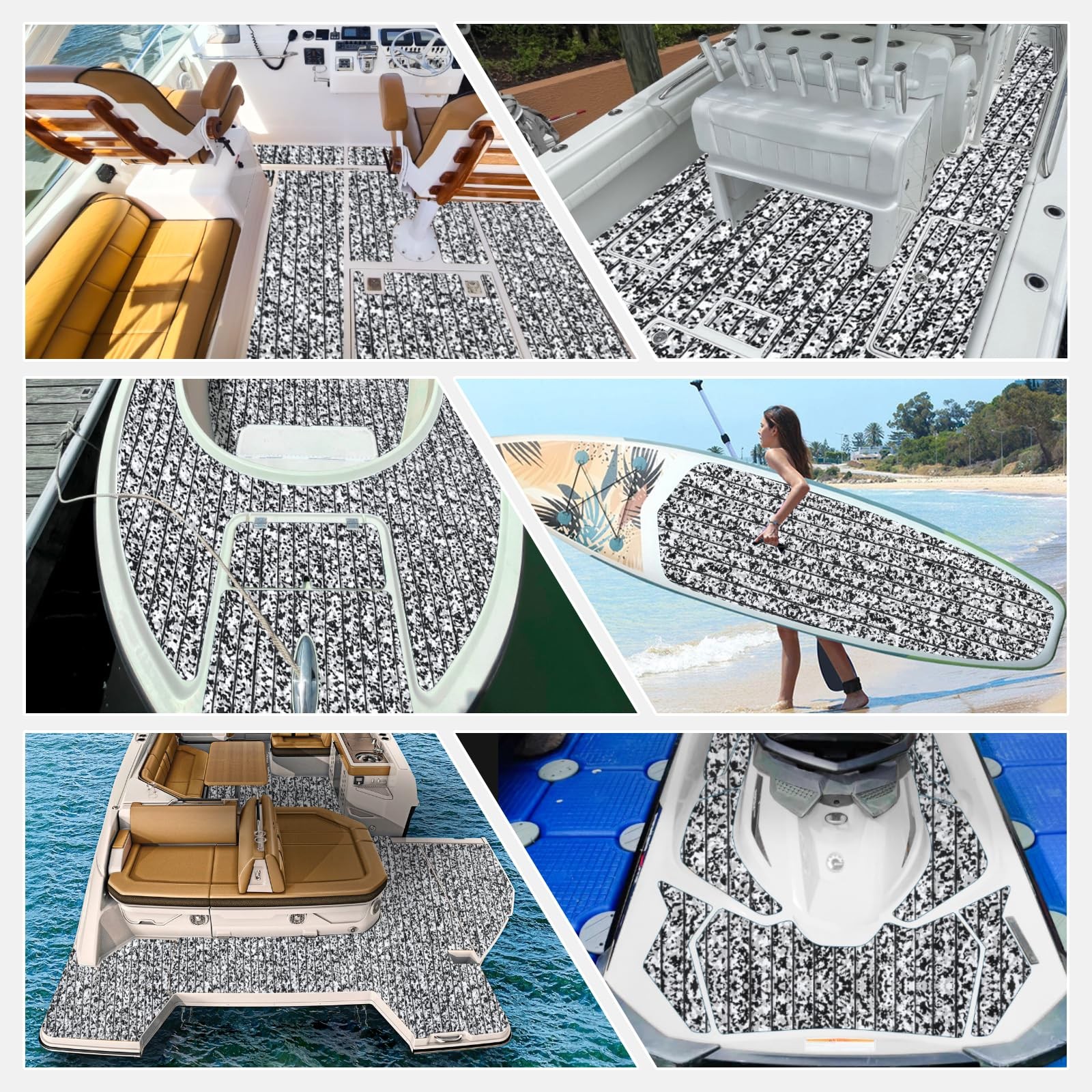 EVA Foam Boat Decking 94.5″ x 21.6″ Self-Adhesive Non-Slip 6mm Camo Marine Deck