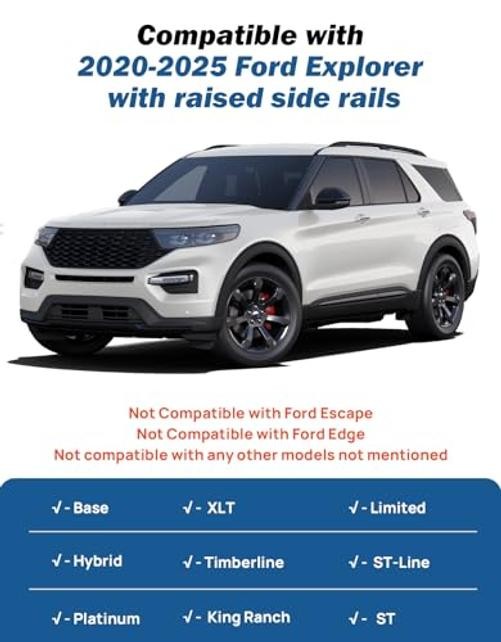 300lbs Aluminum Lockable Roof Rack Cross Bars Ford Explorer 2020-2026