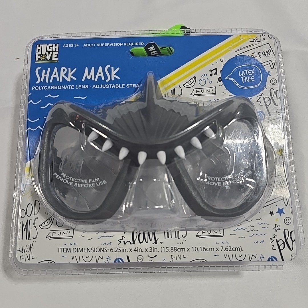High Five Shark Mask Swim Goggles Mask Latex Free Kids Sealed Shark Teeth Dive