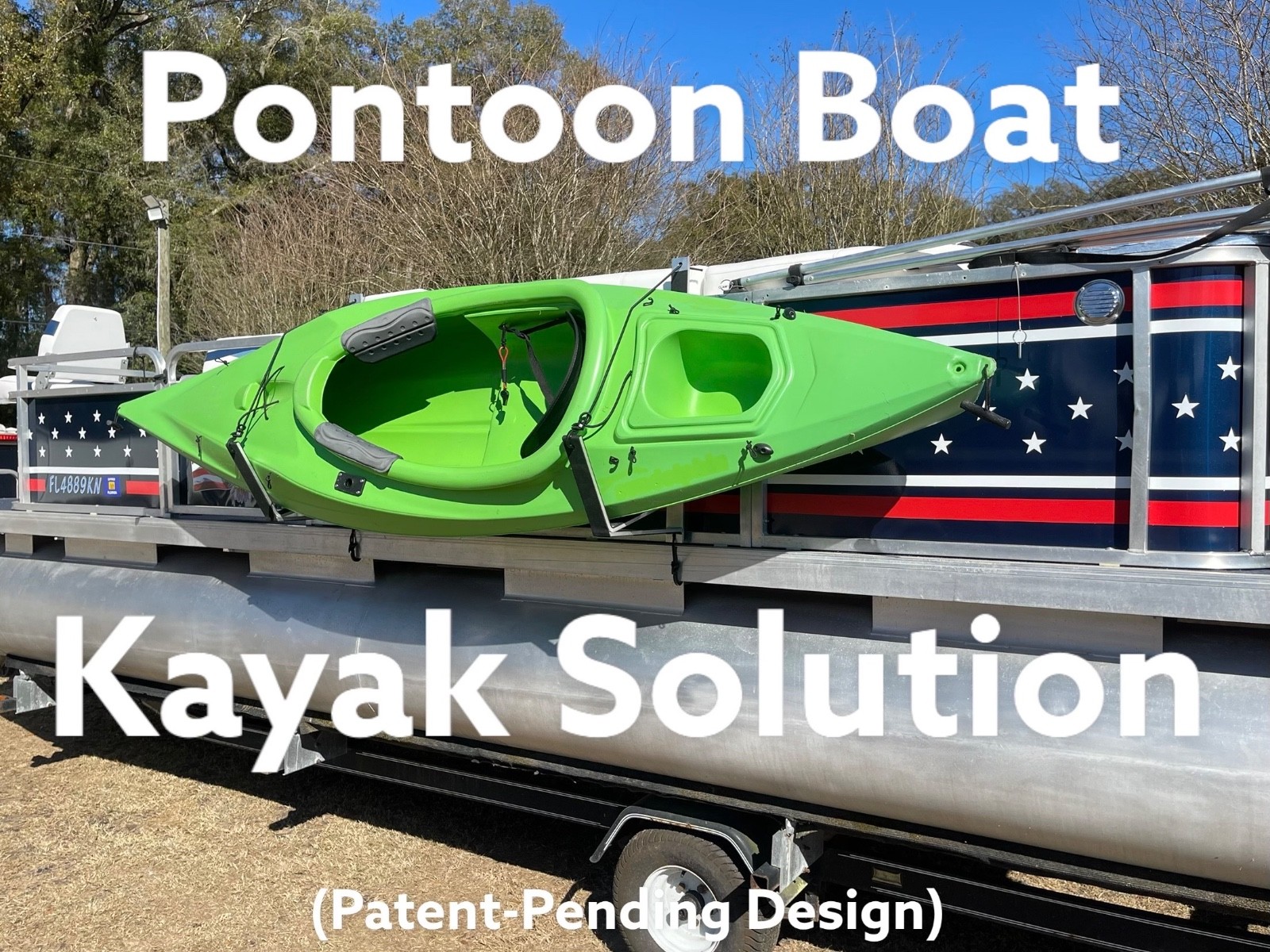 Pontoon Boat Solutions, Pontoon Boat Kayak Solution w/Storage Rack, Black