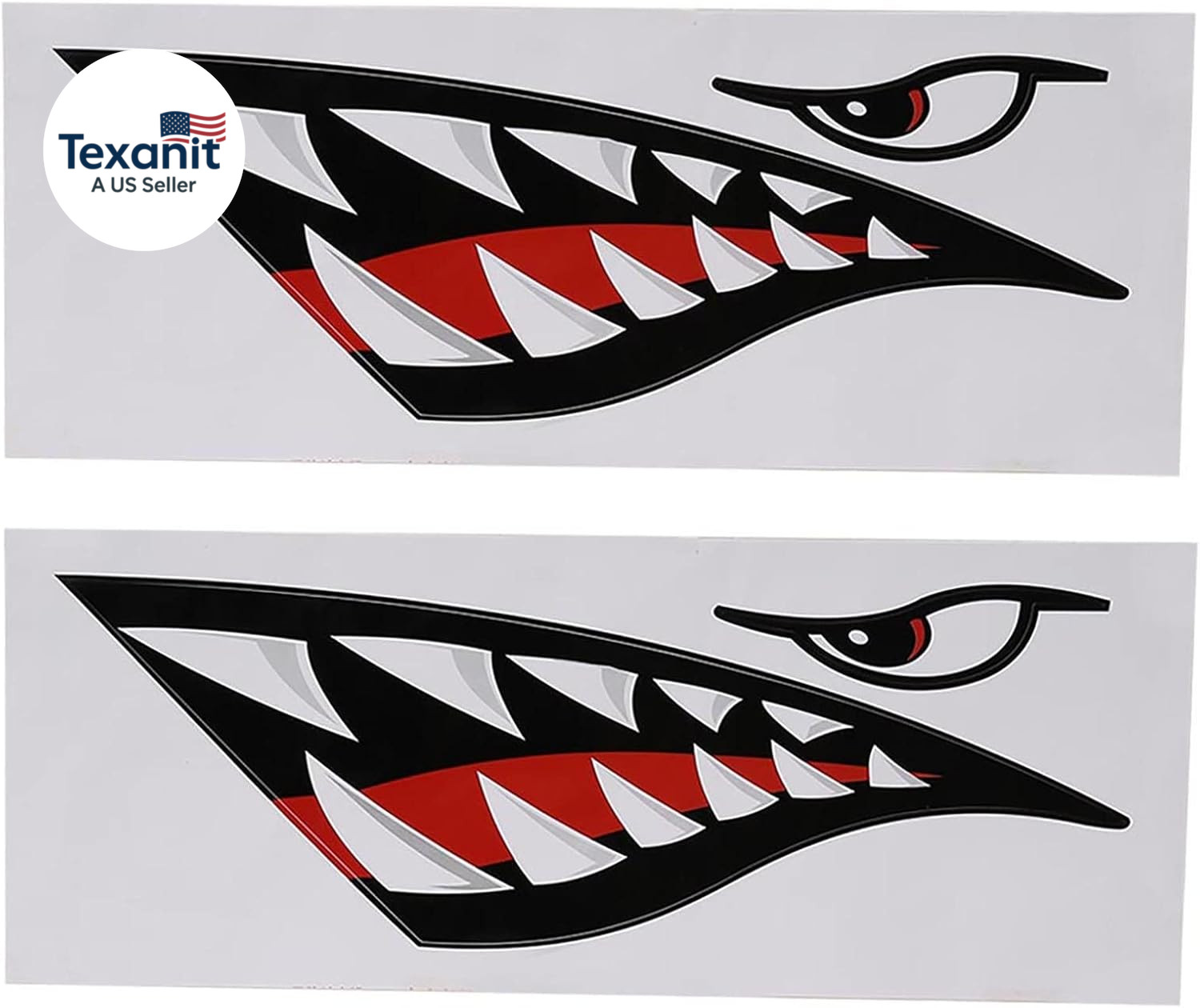 2 Pieces Shark Teeth Mouth Kayak Stickers, Waterproof DIY Funny Shark Teeth Mout