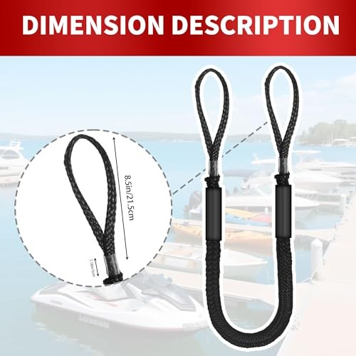 Bungee Dock Line,Boat Rope Stretchable Docking String with Foam Float 4FT Black