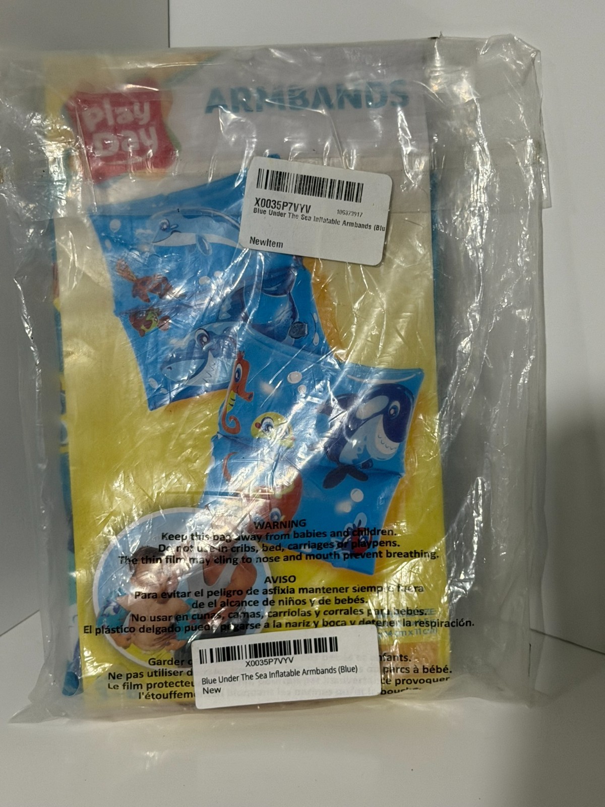 Play Day Under the Sea Inflatable Arm Bands – Kids Swim Floaties – Blue – New