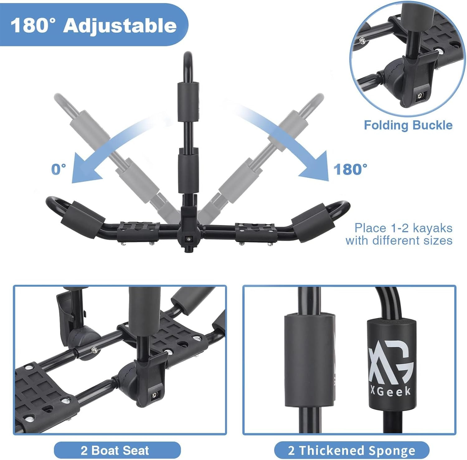 Kayak Roof Rack 4-In-1 Set of 1 for Kayak, Surfboard, Canoe and Ski Board Roofto