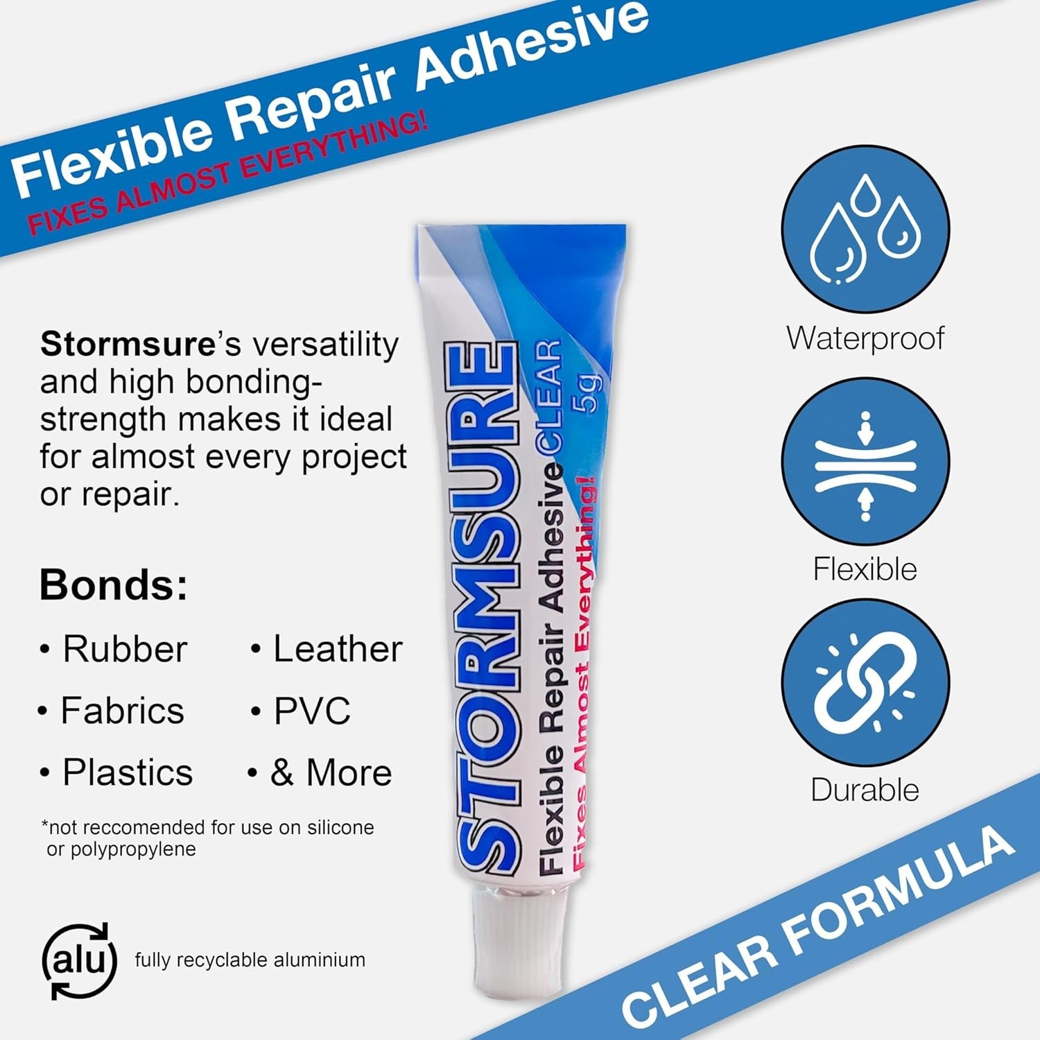Stormsure Flexible Repair Glue Waterproof Adhesive for Wetsuits Inflatables Gear