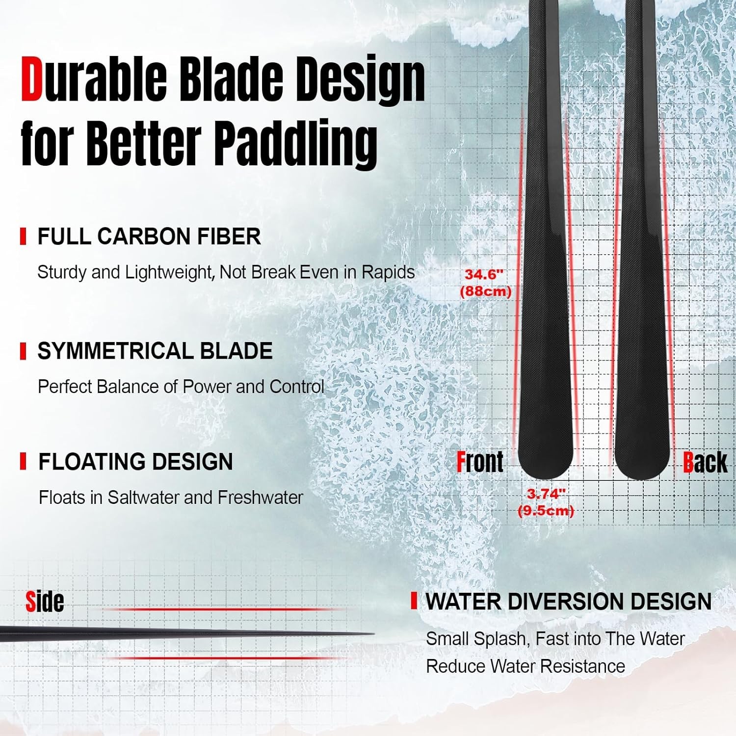 Kayak Paddle Lightweight Full Carbon Fiber Greenland Paddle with Paddle Bag, …