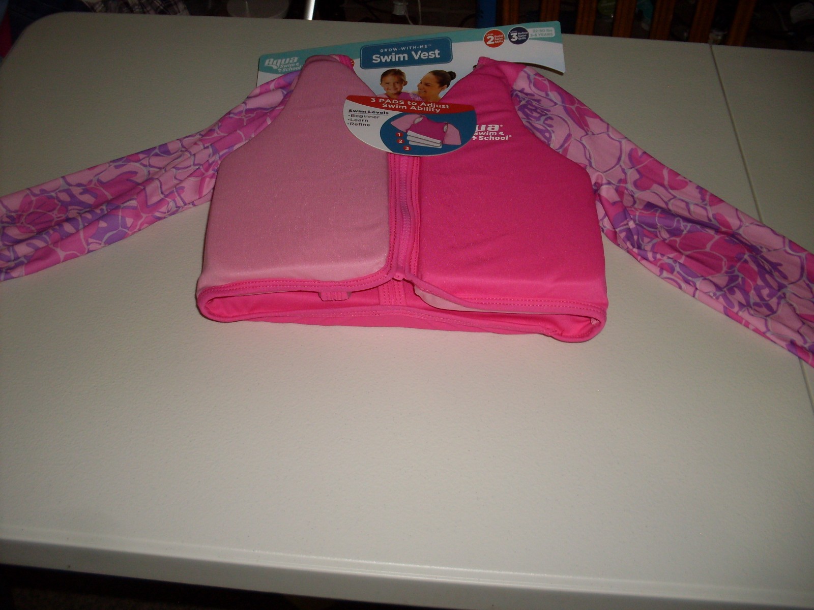 AQUA SWIM SCHOOL GROW WITH ME SWIM VEST UPF50 3-6 YEARS 32-50 LBS LEVEL 2 NWT
