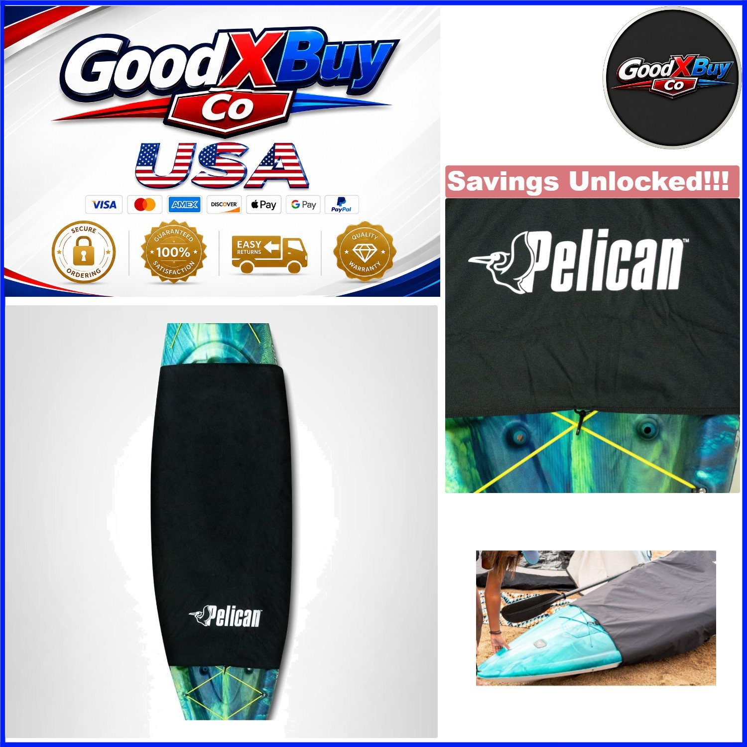 Water-Repellent Cockpit Drape for Kayaks Up to 34 Inches Black