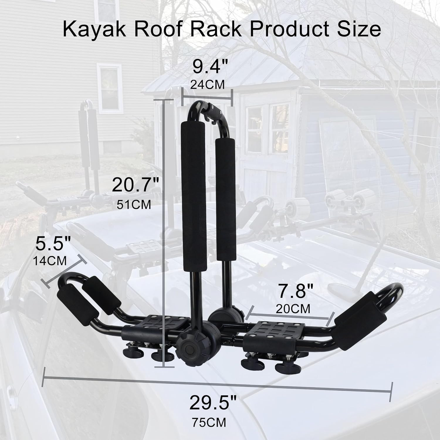 Folding Kayak Roof Rack J-Bar Adjustable | for Kayak/Canoe/Sup, Roof Mounting