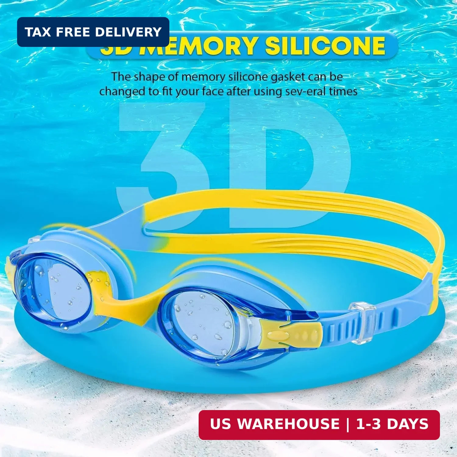Generic Portzon Unisex-Child Swim Goggles, Anti Fog No Leaking Clear Vision Wate