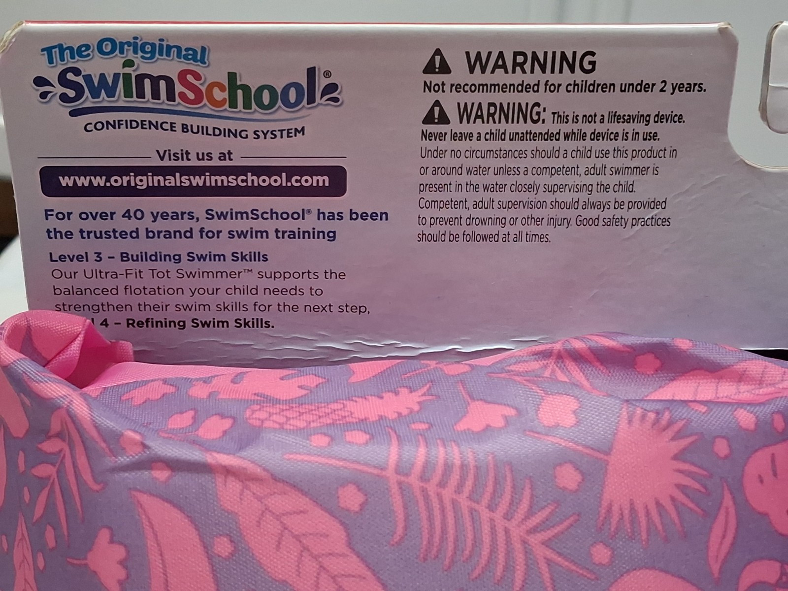 SwimSchool Ultra-Fit Tot Swimmer Float Level 3 Age 4-6 Years Pink 50LBS Max New