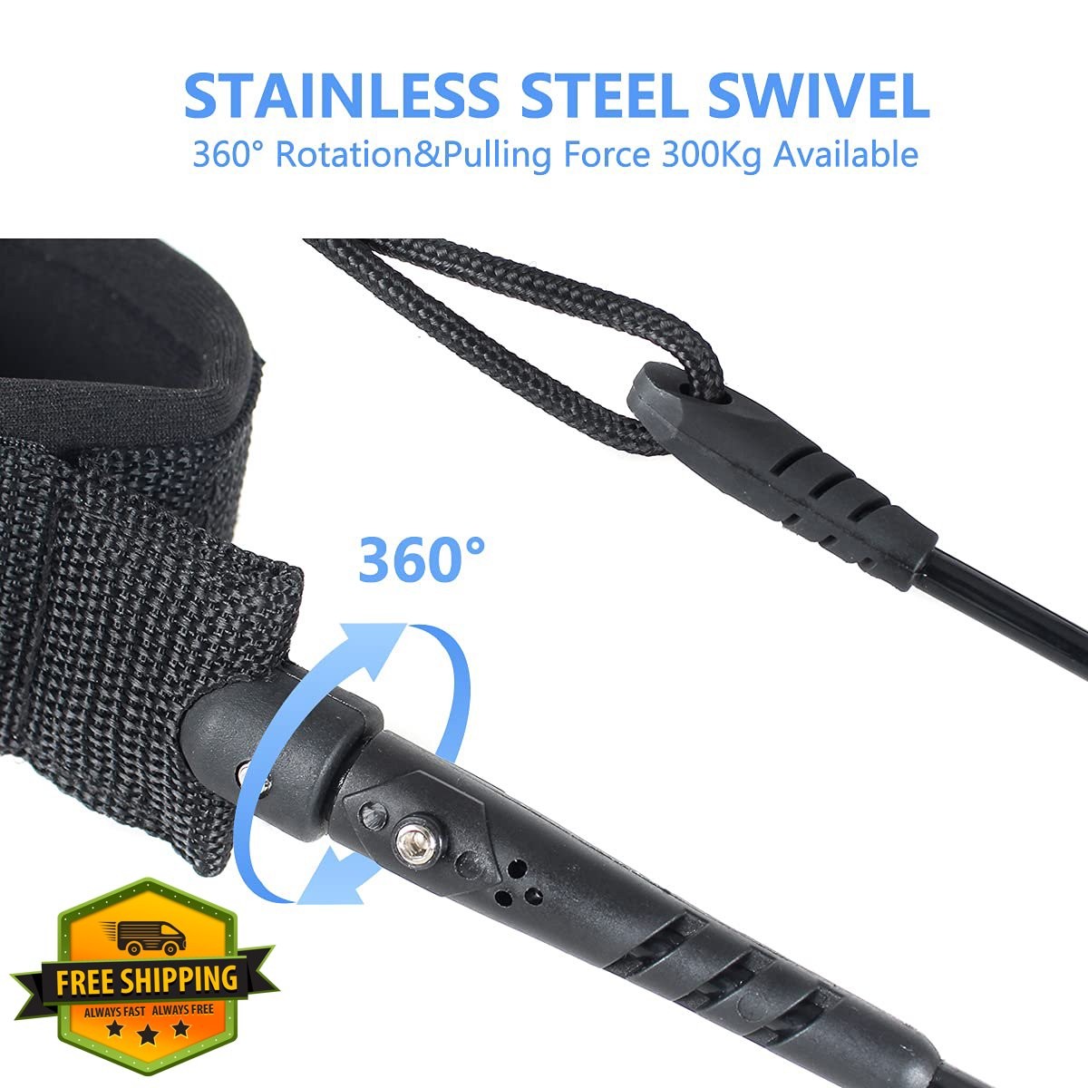 AQUARM Blue 11ft surfboard leash