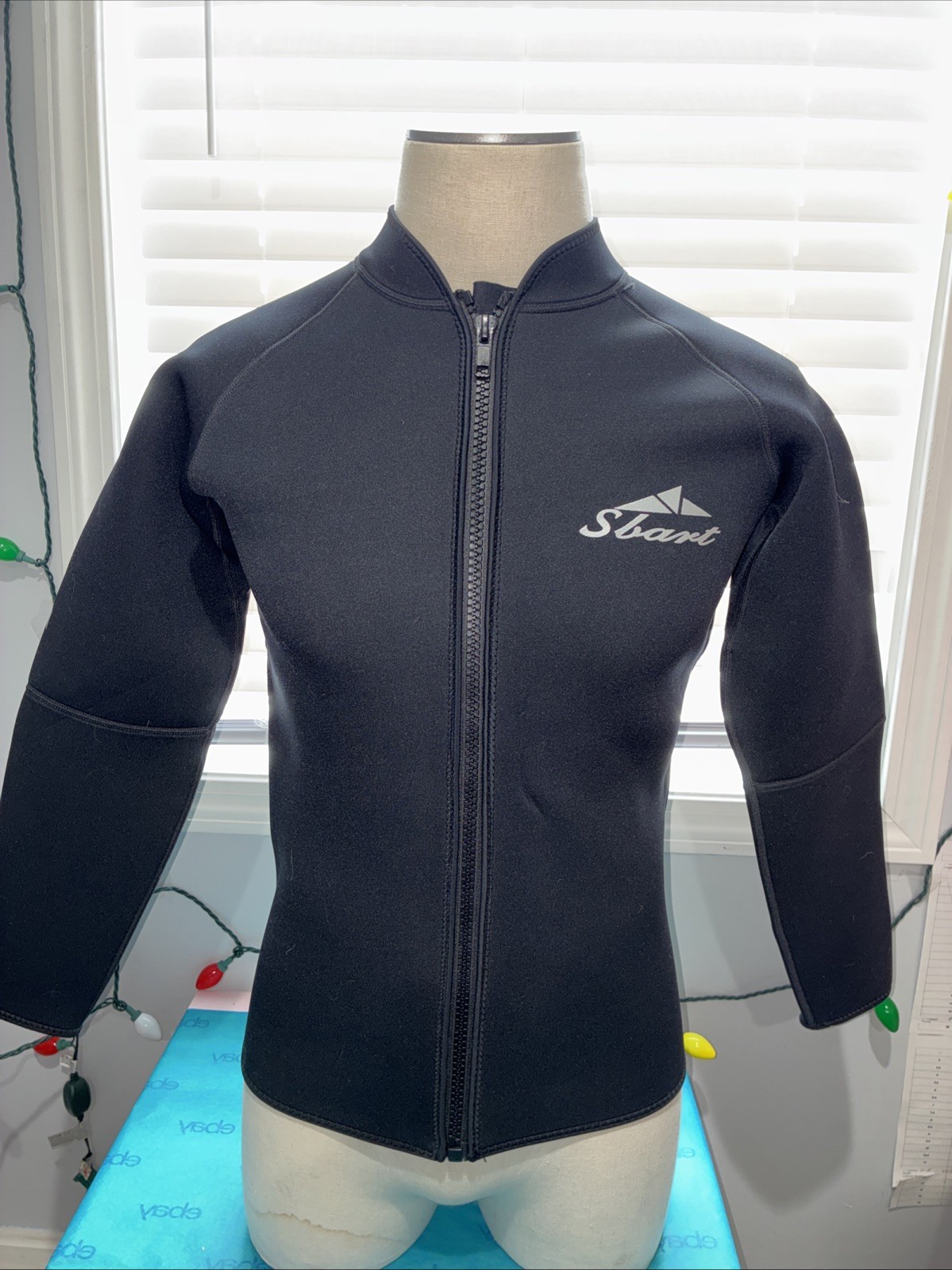 Size 3XL (chest 36”) SBART Wetsuit Top Long Sleeve Black Full Zip