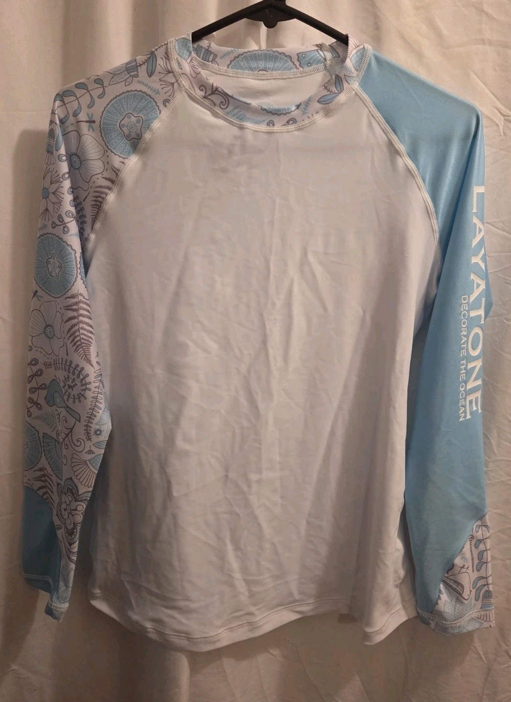 LAYA TONE RASHGUARD TOP WHITE/BLUE/GRAY SZ L