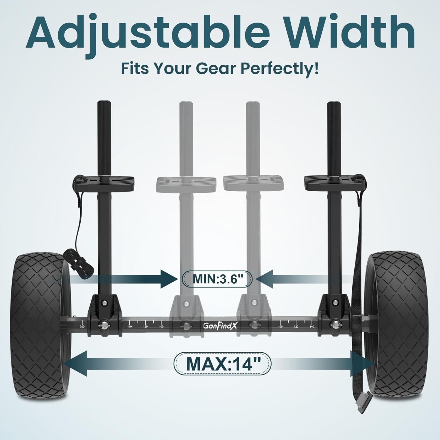 Heavy Duty Kayak Cart Adjustable Foldable Trolley with Solid Durable Wheels P…