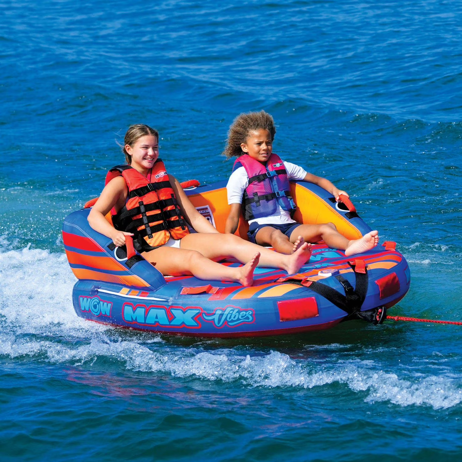 WOW Sports Max Vibes Towable 1-2 Person with Rope Tube Float for Boating