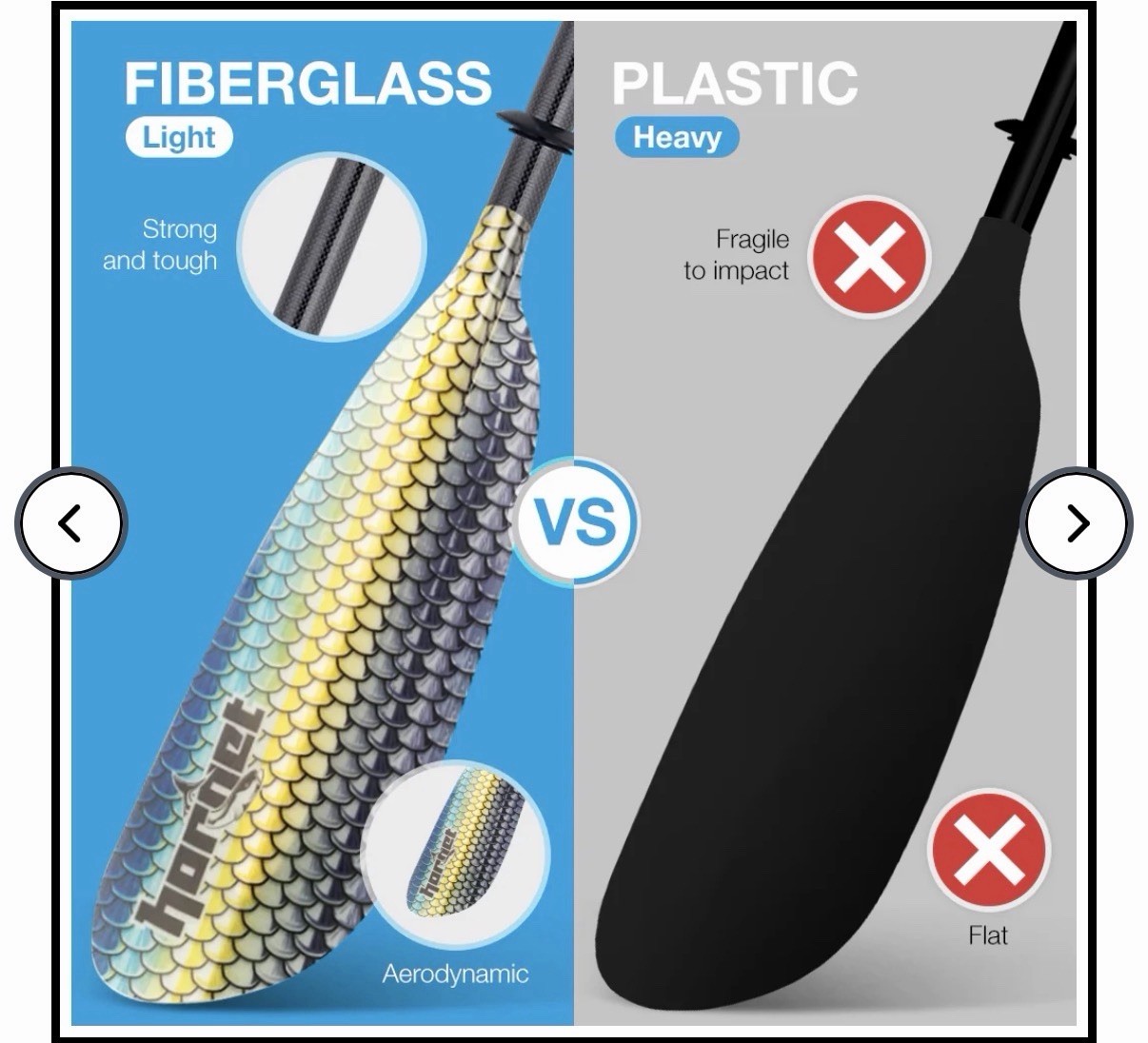 Hornet Carbon Fiber & Fiberglass Kayak Paddle.