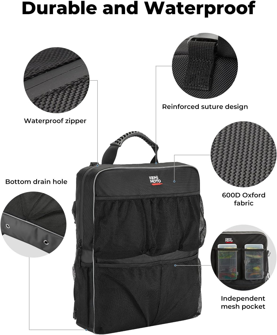 Boat Storage Bag, Boat Seat Backpack Boat Storage Organizer with Mesh Pockets, W