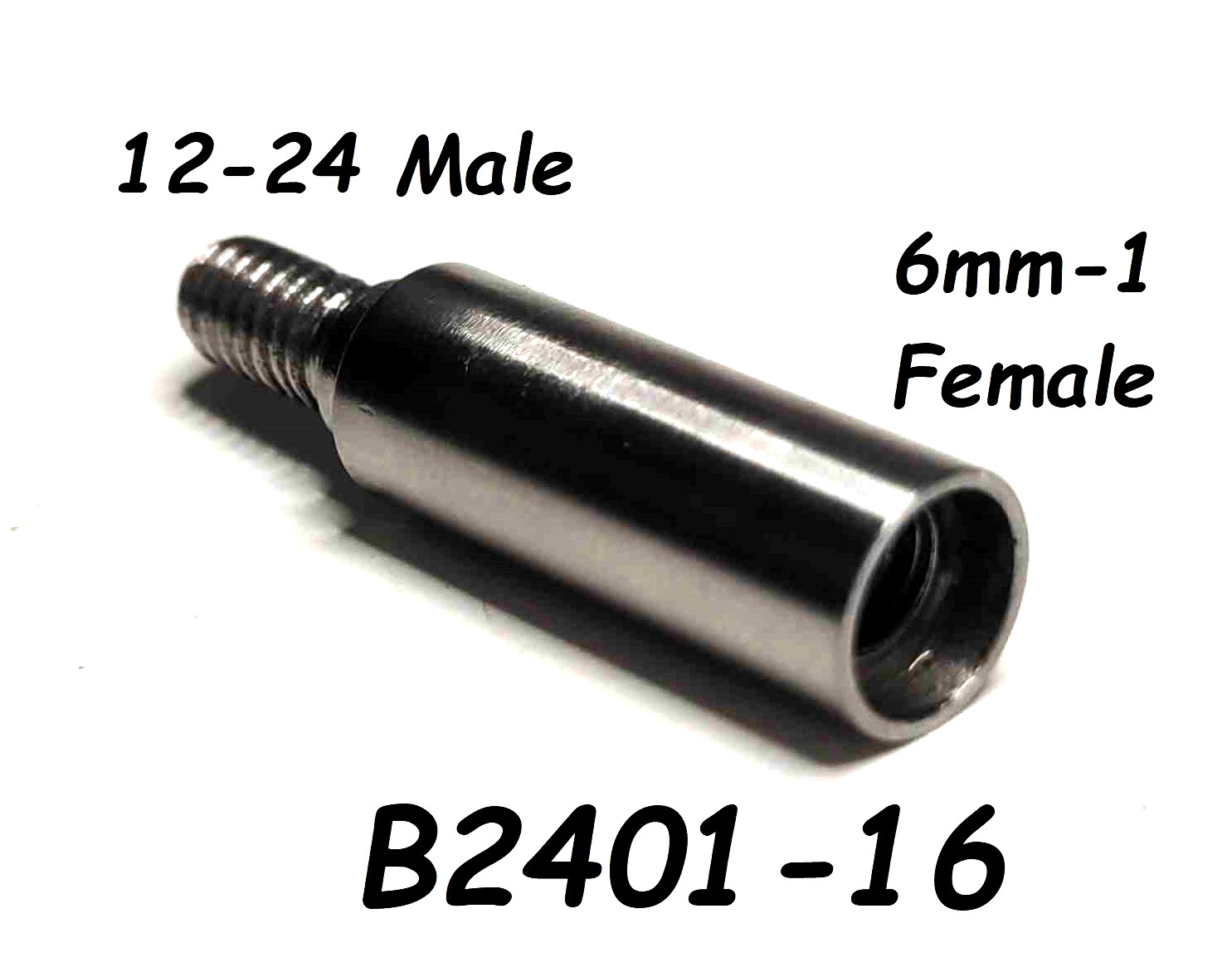 B2401-16 Adapter 12-24 Male x 6mm-1 Female, Speargun Tip, 3/8″