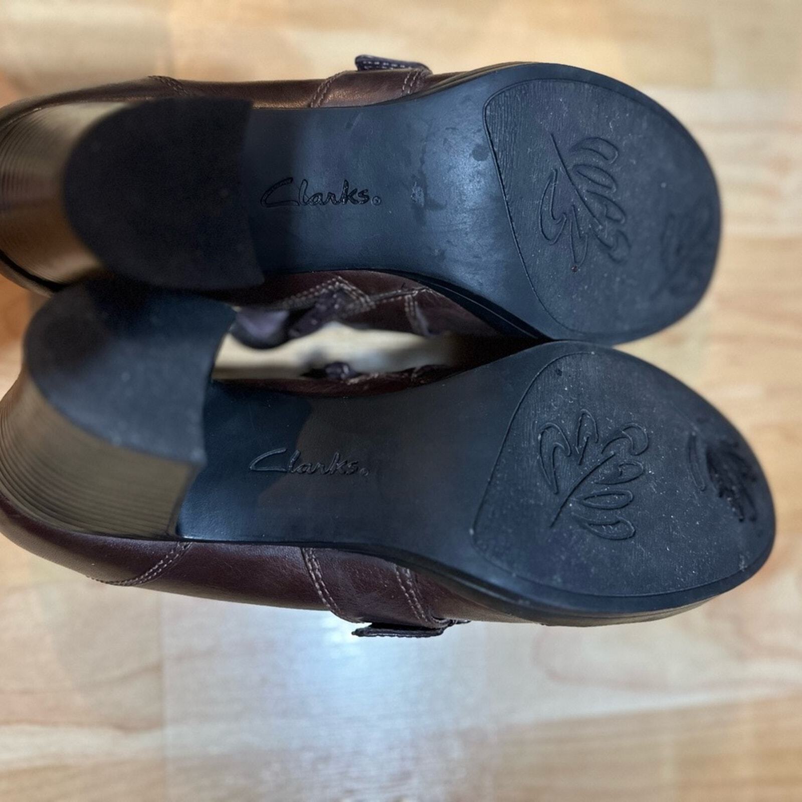 Clarks Cognac women Ankle Bootie size 10 2 1/2 “ heel