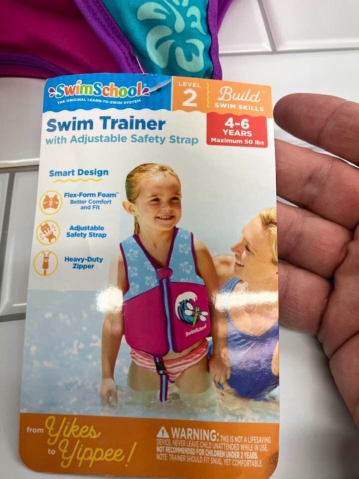 SwimSchool Kid Swim Trainer Vests for Ages 4-6 Level 2