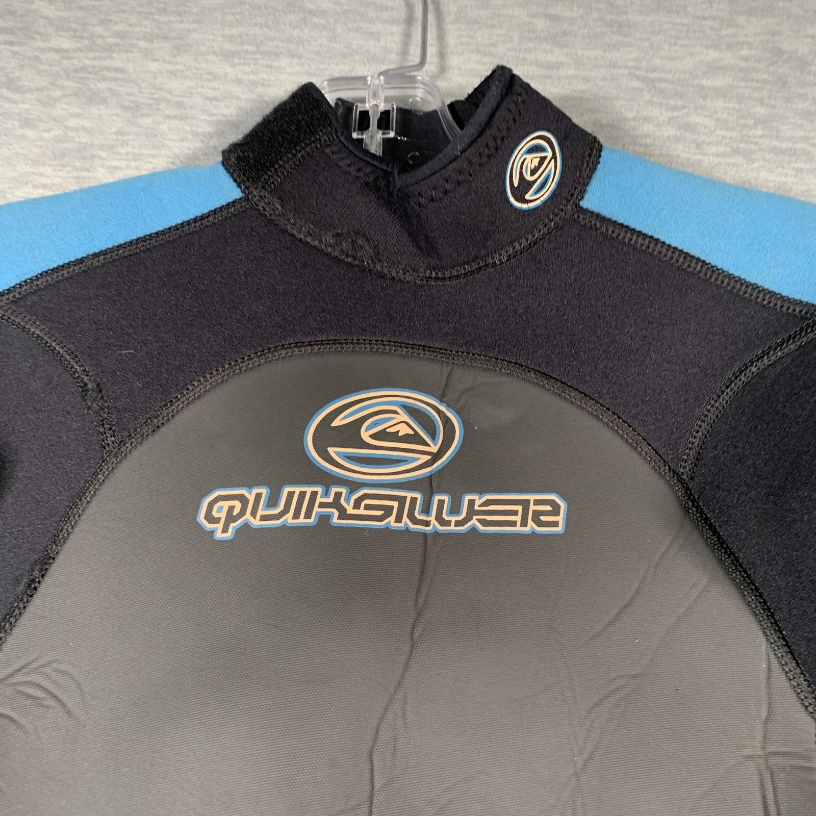 Quiksilver Youth 16 Long Sleeve Shorty Wetsuit Back Zip Black Blue Gray Kids