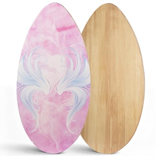Skimboard 35 Inch Skim Boards for Beach Adults ＆ Kids, High Gloss Coat Wooden