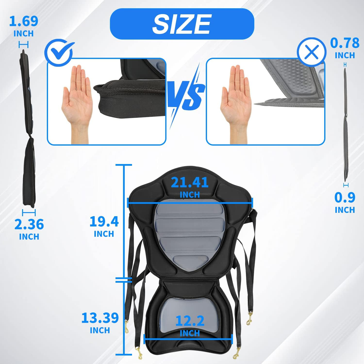Kayak Seats – 1/2 Pck, Thicken Padded Seat Cushion with Back Support, Canoe & Oc