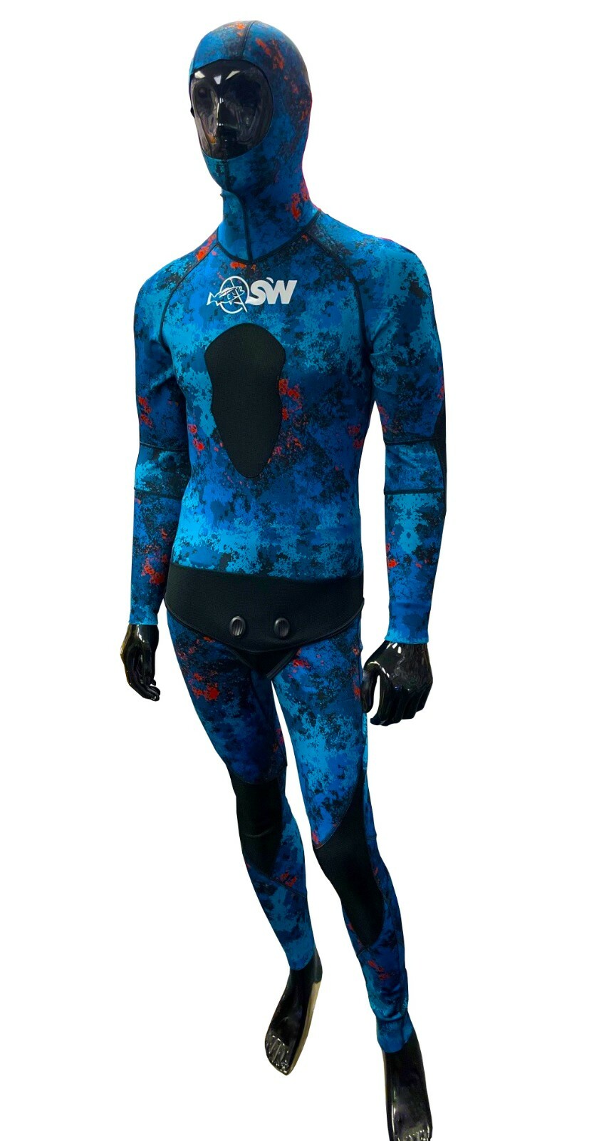 Spearfishing World 1mm Stretch Neoprene 2-piece Wetsuit for Men Blue Camouflage