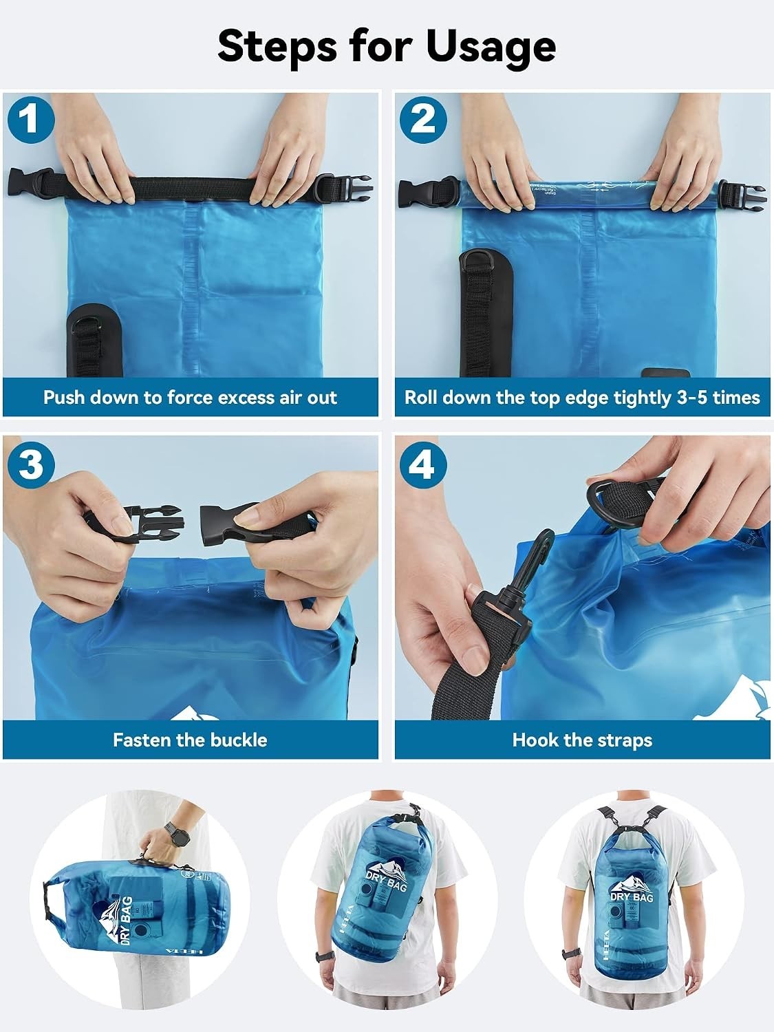 Dry Bag Waterproof for Women Men, 5L/10L/20L/30L/40L Roll Top Lightweight Dry…