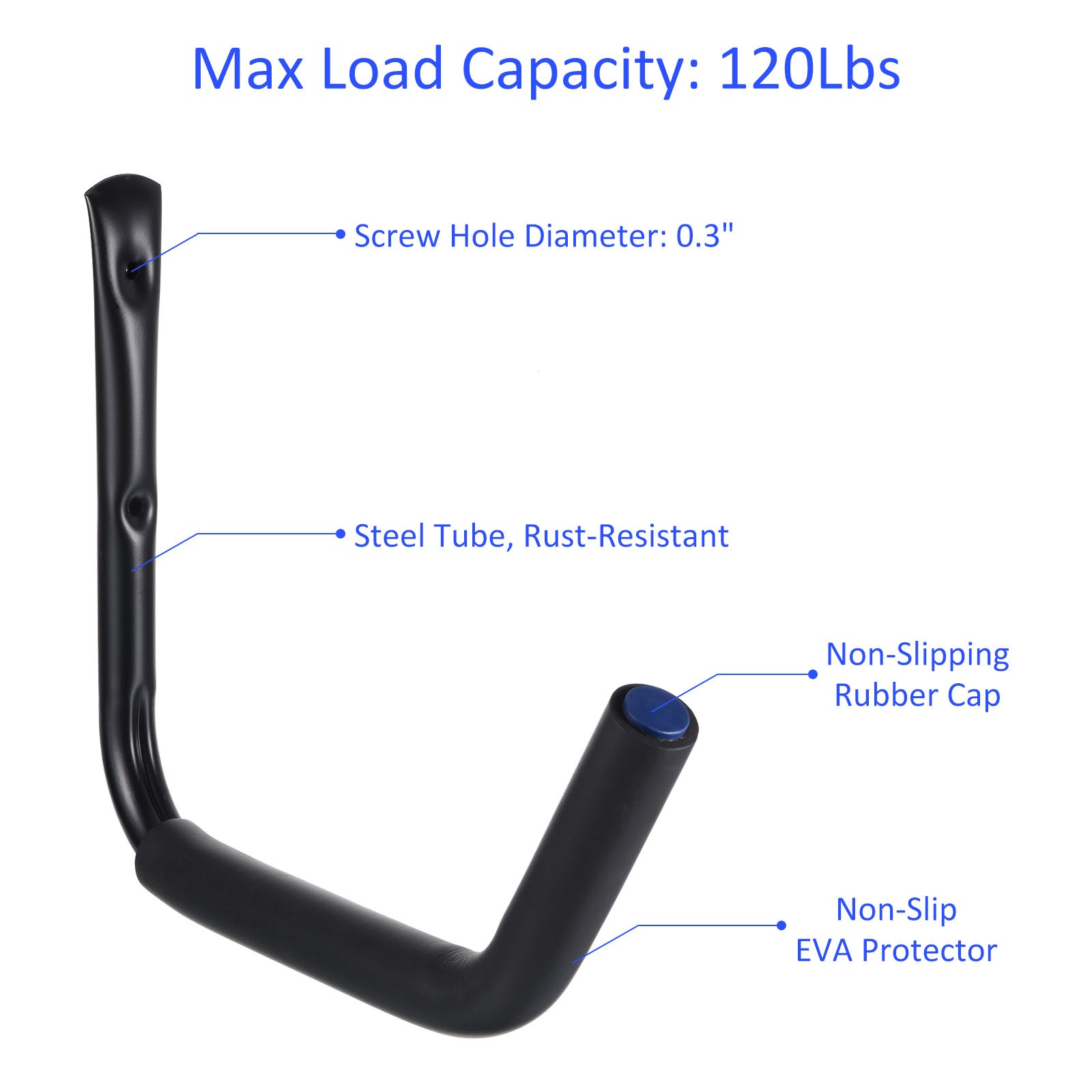4 Pack Kayak Storage Racks Wall Mount Kayak Hooks Garage Canoe Hangers 15″ Black