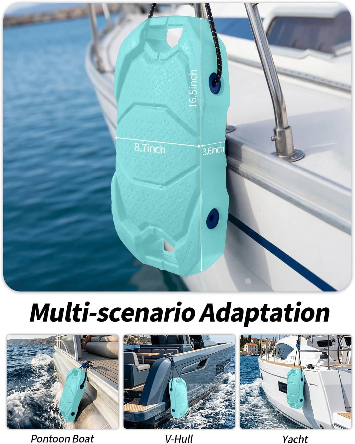 OCEANBROAD EVA Boat Fenders, 17″ x 8″ Boat Bumpers for Docking, with Quick-Lo…
