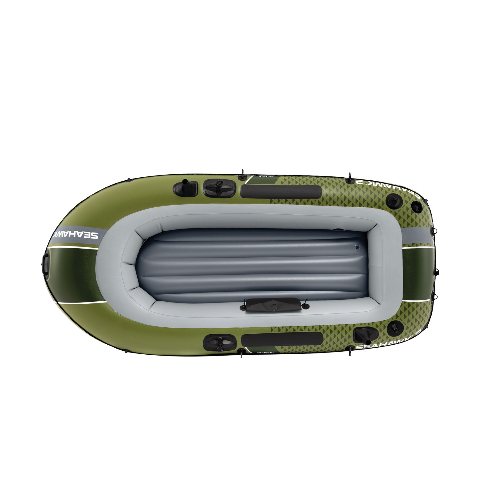 INTEX Seahawk 2 Inflatable Boat Set with 48″ Oars, Pump, & Rod Holders(Open Box)