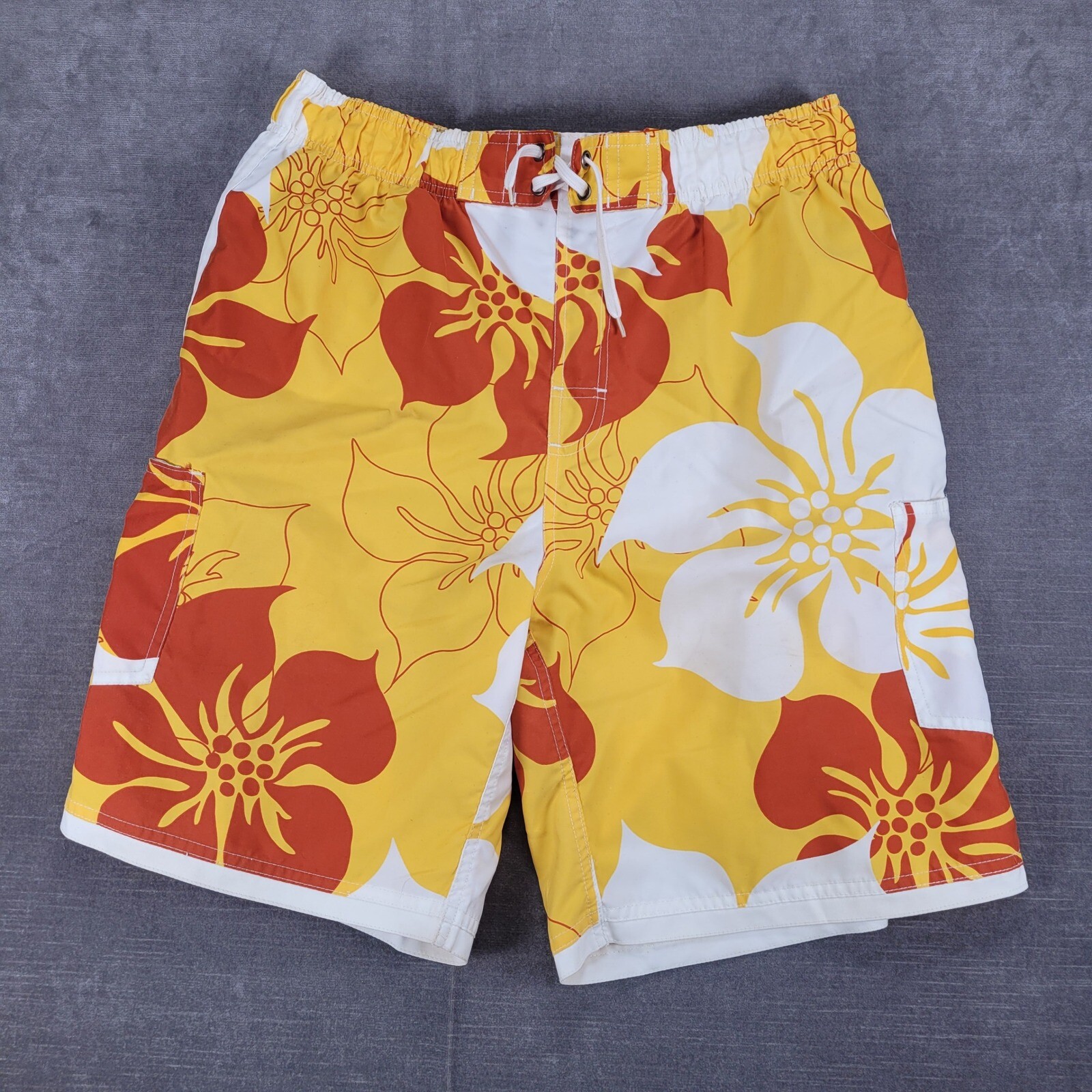 Nike Y2K Floral Swim Trunks Hawaiian Yellow Orange White Mens Medium M